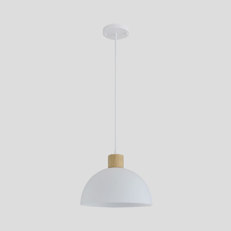 Acrylic Bowl Hanging Light Simplicity Single White Suspension Pendant Light with Wood Cap Clearhalo 'Ceiling Lights' 'Modern Pendants' 'Modern' 'Pendant Lights' 'Pendants' Lighting' 1455871