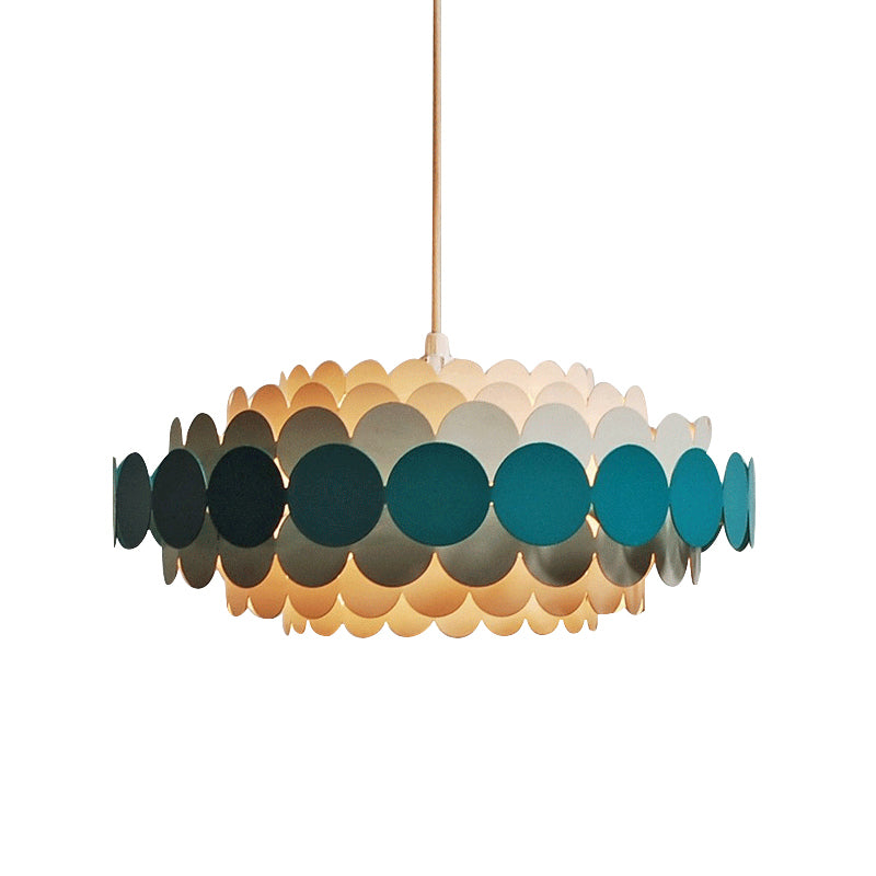 Red/Green Circle Tiers Chandelier Lamp Modernist 3-Light Metal Hanging Pendant Light for Living Room Clearhalo 'Ceiling Lights' 'Chandeliers' 'Modern Chandeliers' 'Modern' Lighting' 1455875