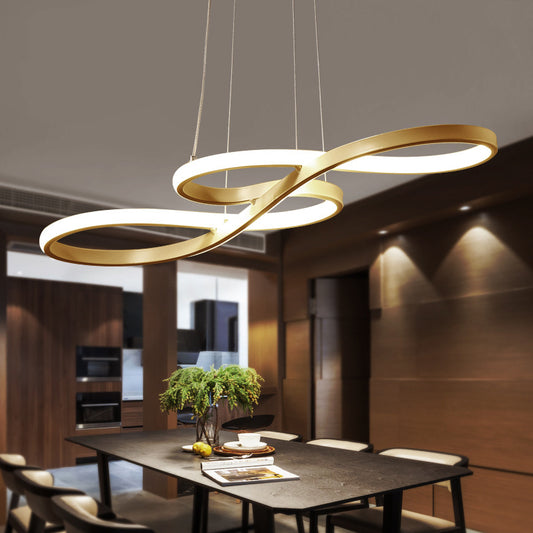 Closed Curve Kitchen Dinette Chandelier Silica Gel Modernist LED Ceiling Pendant Light in Gold Gold Clearhalo 'Ceiling Lights' 'Chandeliers' 'Modern Chandeliers' 'Modern' Lighting' 1455907