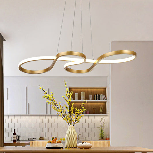 Closed Curve Kitchen Dinette Chandelier Silica Gel Modernist LED Ceiling Pendant Light in Gold Clearhalo 'Ceiling Lights' 'Chandeliers' 'Modern Chandeliers' 'Modern' Lighting' 1455908