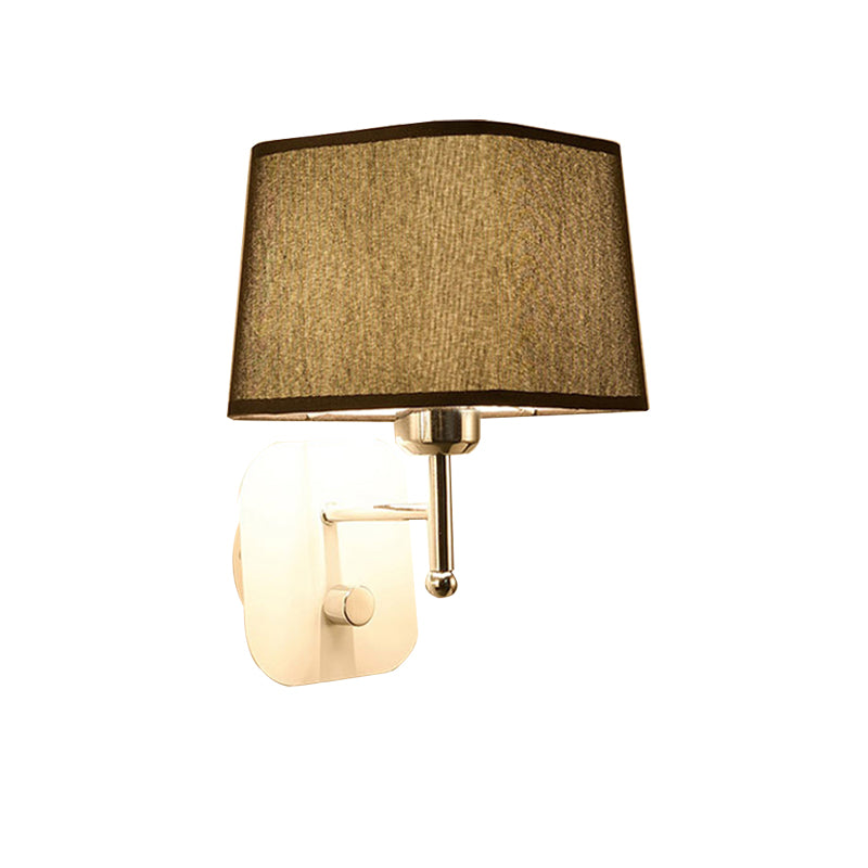 Black/Beige Tapered Wall Sconce Lighting Modernism Fabric 1 Light Wall Mount Light with Black/White Backplate Clearhalo 'Modern wall lights' 'Modern' 'Wall Lamps & Sconces' 'Wall Lights' Lighting' 145591