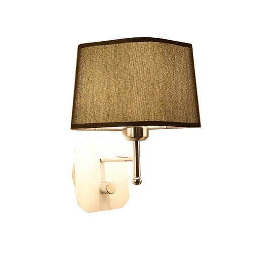 Black/Beige Tapered Wall Sconce Lighting Modernism Fabric 1 Light Wall Mount Light with Black/White Backplate Clearhalo 'Modern wall lights' 'Modern' 'Wall Lamps & Sconces' 'Wall Lights' Lighting' 145591