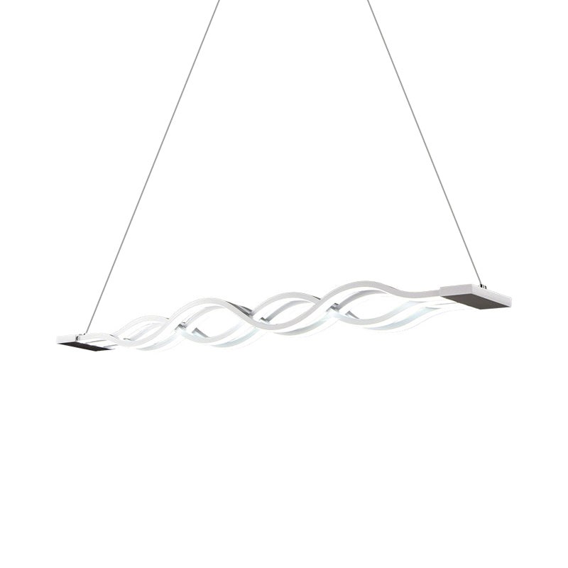 Iron Surge Design Linear Chandelier Minimal White LED Pendant Lamp in Warm/White Light over Table Clearhalo 'Ceiling Lights' 'Chandeliers' 'Modern Chandeliers' 'Modern' Lighting' 1455920