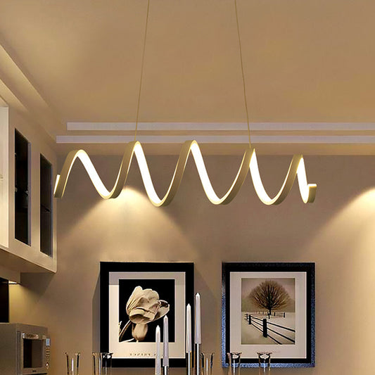 White Coiled Hanging Light Modernist Acrylic LED Chandelier Pendant in Warm/White/Natural Light for Dining Room Clearhalo 'Ceiling Lights' 'Chandeliers' 'Modern Chandeliers' 'Modern' Lighting' 1455923