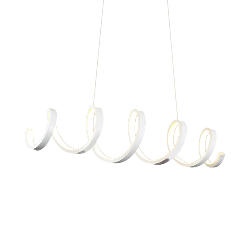 White Coiled Hanging Light Modernist Acrylic LED Chandelier Pendant in Warm/White/Natural Light for Dining Room Clearhalo 'Ceiling Lights' 'Chandeliers' 'Modern Chandeliers' 'Modern' Lighting' 1455924