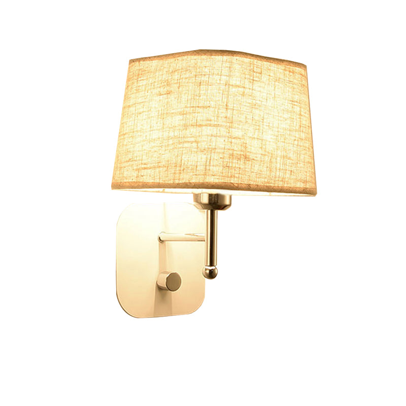 Black/Beige Tapered Wall Sconce Lighting Modernism Fabric 1 Light Wall Mount Light with Black/White Backplate Clearhalo 'Modern wall lights' 'Modern' 'Wall Lamps & Sconces' 'Wall Lights' Lighting' 145593