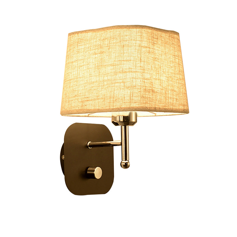 Black/Beige Tapered Wall Sconce Lighting Modernism Fabric 1 Light Wall Mount Light with Black/White Backplate Clearhalo 'Modern wall lights' 'Modern' 'Wall Lamps & Sconces' 'Wall Lights' Lighting' 145595