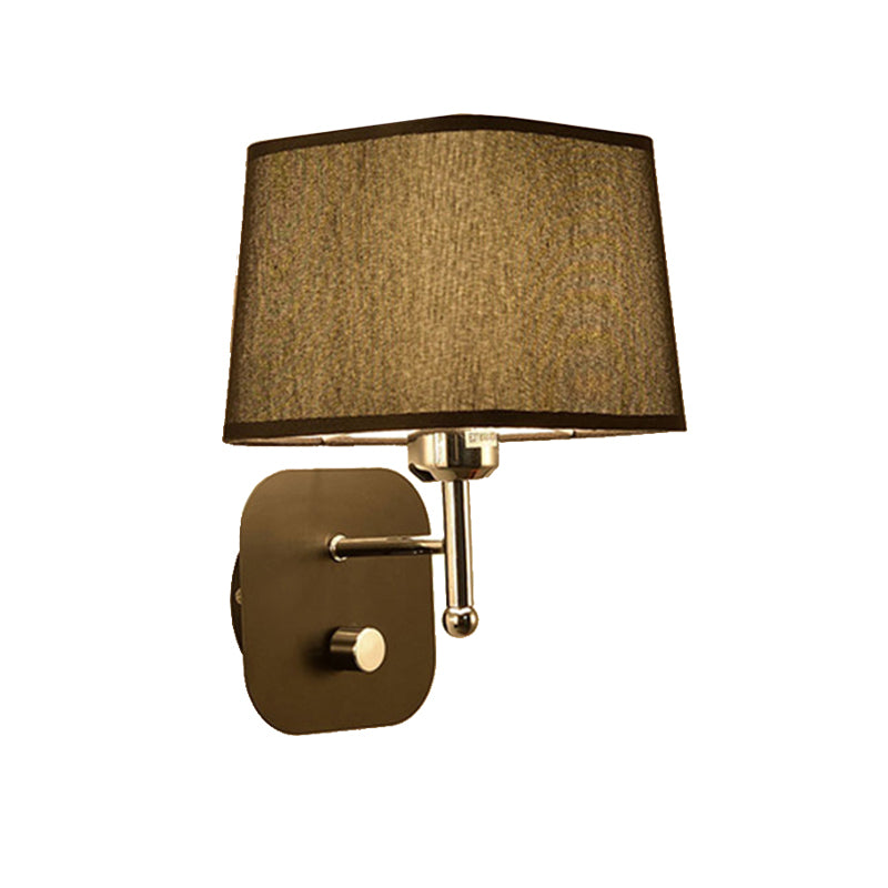 Black/Beige Tapered Wall Sconce Lighting Modernism Fabric 1 Light Wall Mount Light with Black/White Backplate Clearhalo 'Modern wall lights' 'Modern' 'Wall Lamps & Sconces' 'Wall Lights' Lighting' 145597