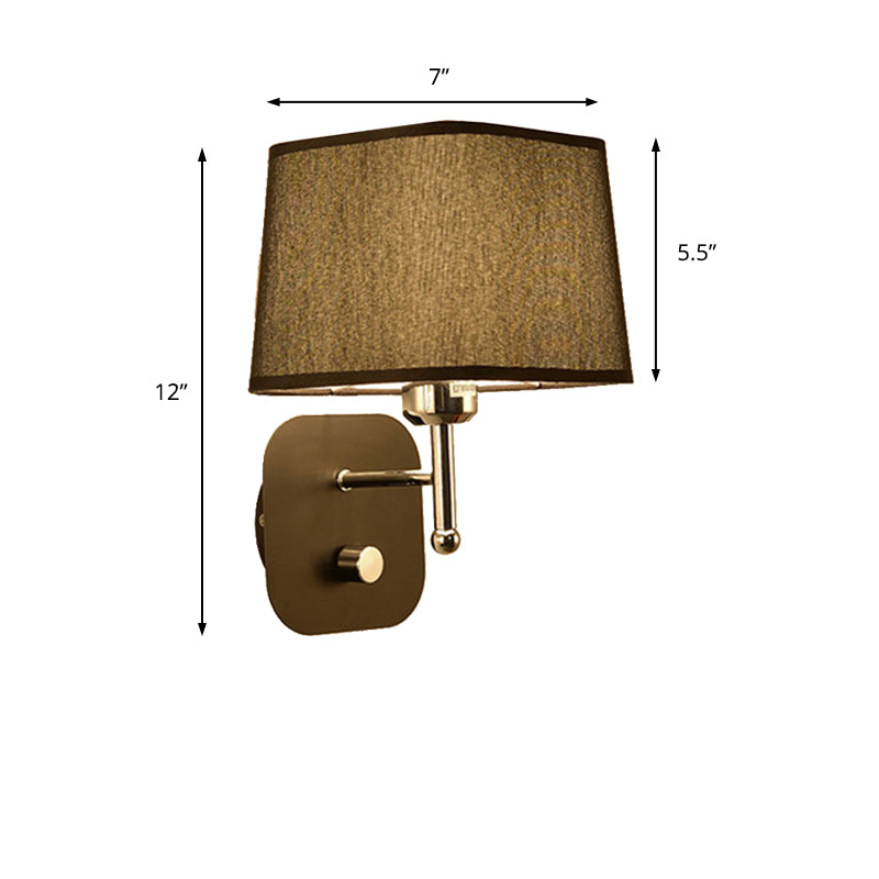 Black/Beige Tapered Wall Sconce Lighting Modernism Fabric 1 Light Wall Mount Light with Black/White Backplate Clearhalo 'Modern wall lights' 'Modern' 'Wall Lamps & Sconces' 'Wall Lights' Lighting' 145598