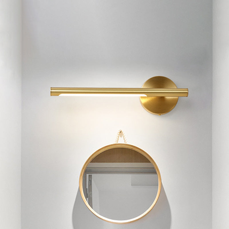 Gold Rod Wall Lamp Minimalist Metal 16"/25" Long LED Vanity Sconce Light with Acrylic Diffuser Gold 16" Clearhalo 'Cast Iron' 'Glass' 'Industrial' 'Modern wall lights' 'Modern' 'Tiffany' 'Traditional wall lights' 'Vanity Lights' 'Wall Lights' Lighting' 1455981