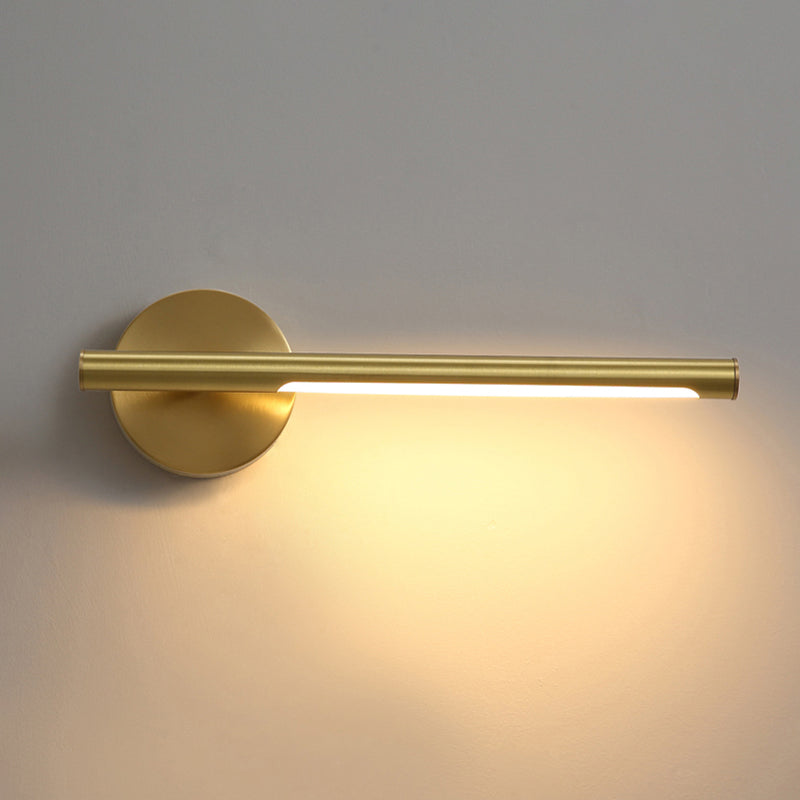 Gold Rod Wall Lamp Minimalist Metal 16"/25" Long LED Vanity Sconce Light with Acrylic Diffuser Clearhalo 'Cast Iron' 'Glass' 'Industrial' 'Modern wall lights' 'Modern' 'Tiffany' 'Traditional wall lights' 'Vanity Lights' 'Wall Lights' Lighting' 1455984