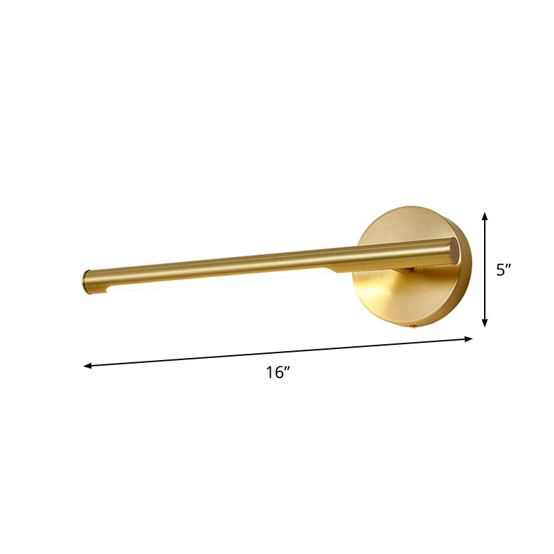 Gold Rod Wall Lamp Minimalist Metal 16"/25" Long LED Vanity Sconce Light with Acrylic Diffuser Clearhalo 'Cast Iron' 'Glass' 'Industrial' 'Modern wall lights' 'Modern' 'Tiffany' 'Traditional wall lights' 'Vanity Lights' 'Wall Lights' Lighting' 1455985