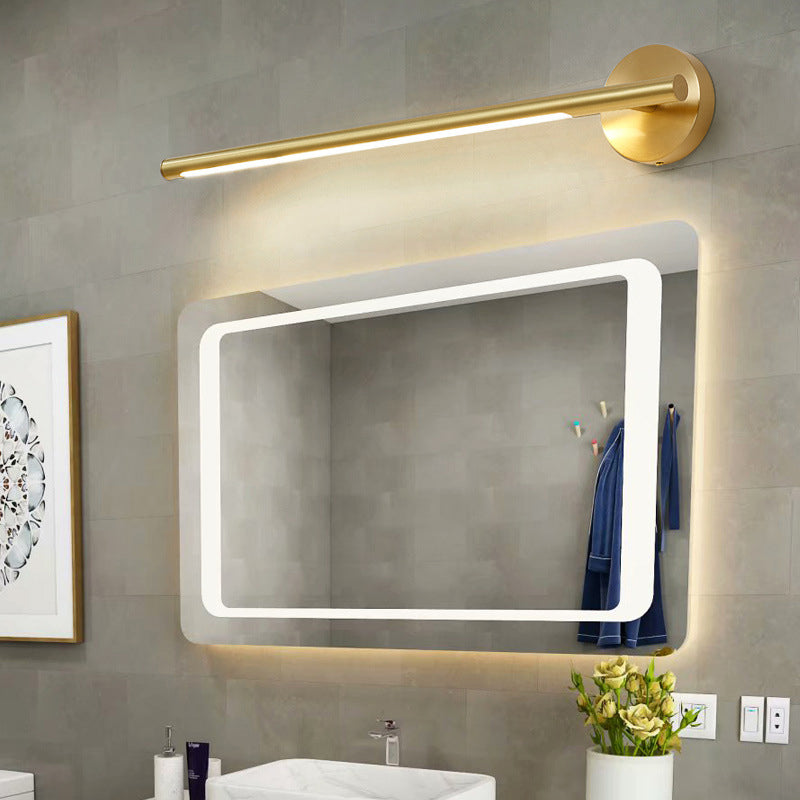 Gold Rod Wall Lamp Minimalist Metal 16"/25" Long LED Vanity Sconce Light with Acrylic Diffuser Gold 25" Clearhalo 'Cast Iron' 'Glass' 'Industrial' 'Modern wall lights' 'Modern' 'Tiffany' 'Traditional wall lights' 'Vanity Lights' 'Wall Lights' Lighting' 1455986