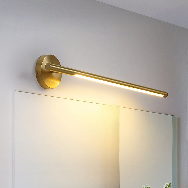 Gold Rod Wall Lamp Minimalist Metal 16"/25" Long LED Vanity Sconce Light with Acrylic Diffuser Clearhalo 'Cast Iron' 'Glass' 'Industrial' 'Modern wall lights' 'Modern' 'Tiffany' 'Traditional wall lights' 'Vanity Lights' 'Wall Lights' Lighting' 1455987