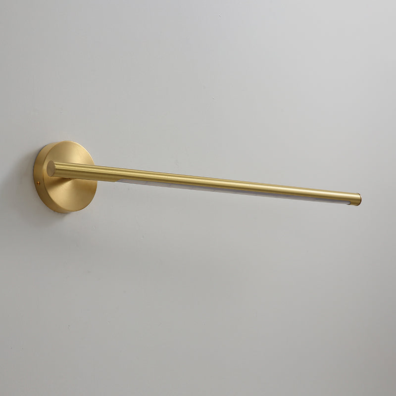 Gold Rod Wall Lamp Minimalist Metal 16"/25" Long LED Vanity Sconce Light with Acrylic Diffuser Clearhalo 'Cast Iron' 'Glass' 'Industrial' 'Modern wall lights' 'Modern' 'Tiffany' 'Traditional wall lights' 'Vanity Lights' 'Wall Lights' Lighting' 1455989