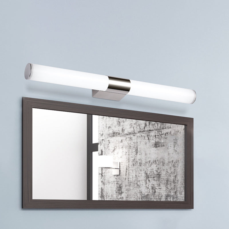 Acrylic Tube Wall Vanity Light Modern Chrome Finish LED Sconce Lamp in Warm/White Light, 18"/23.5"/31.5" Length Clearhalo 'Modern wall lights' 'Modern' 'Vanity Lights' 'Wall Lights' Lighting' 1455992