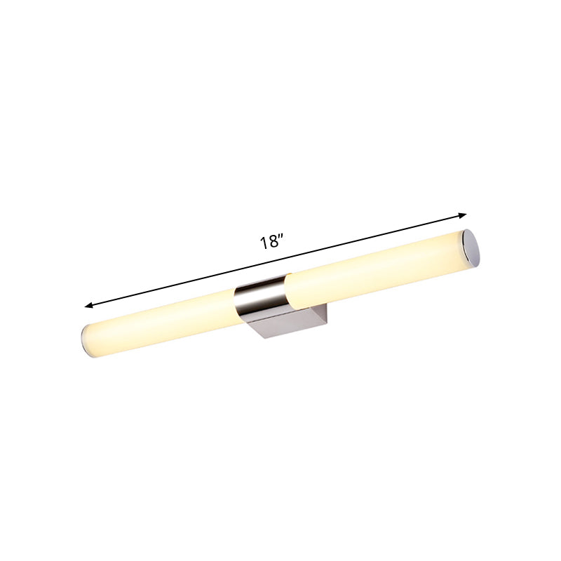 Acrylic Tube Wall Vanity Light Modern Chrome Finish LED Sconce Lamp in Warm/White Light, 18"/23.5"/31.5" Length Clearhalo 'Modern wall lights' 'Modern' 'Vanity Lights' 'Wall Lights' Lighting' 1455995