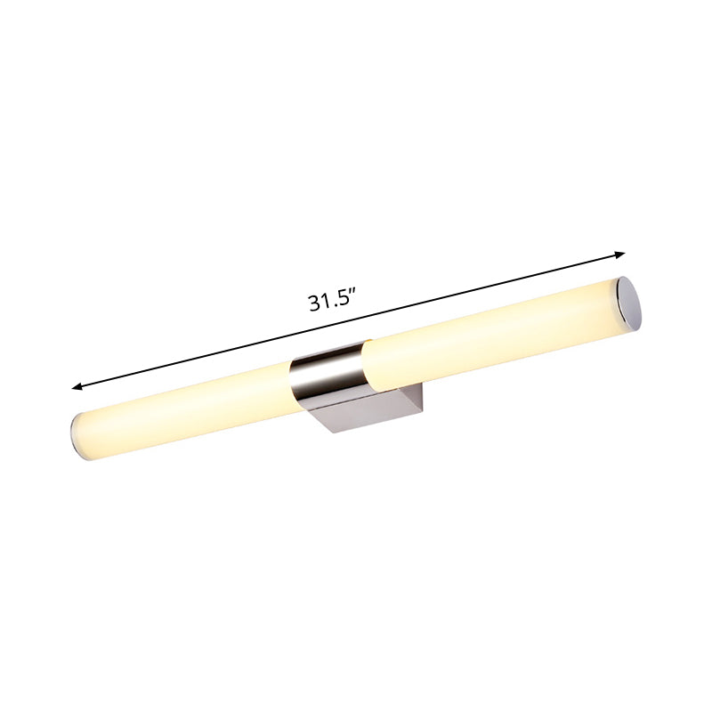 Acrylic Tube Wall Vanity Light Modern Chrome Finish LED Sconce Lamp in Warm/White Light, 18"/23.5"/31.5" Length Clearhalo 'Modern wall lights' 'Modern' 'Vanity Lights' 'Wall Lights' Lighting' 1455997