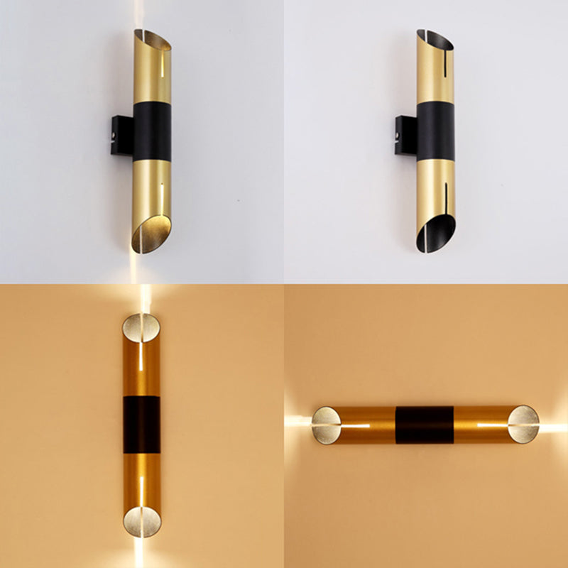Rotatable Cylinder Wall Sconce Modern Stylish Metallic Integrated LED Golden Wall Lighting Fixture Clearhalo 'Cast Iron' 'Glass' 'Industrial' 'Modern wall lights' 'Modern' 'Tiffany' 'Traditional wall lights' 'Wall Lamps & Sconces' 'Wall Lights' Lighting' 145608