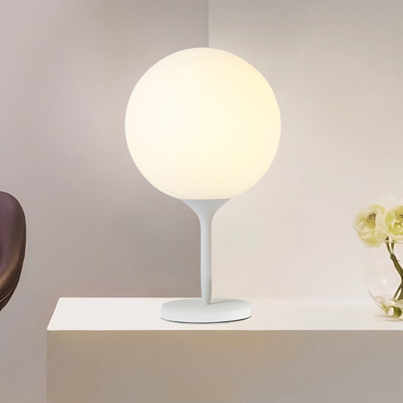 Frosted White Glass Spheroid Night Lamp Simplicity 1-Light Table Lighting for Living Room, 6"/10" Wide White Clearhalo 'Lamps' 'Table Lamps' Lighting' 1456081