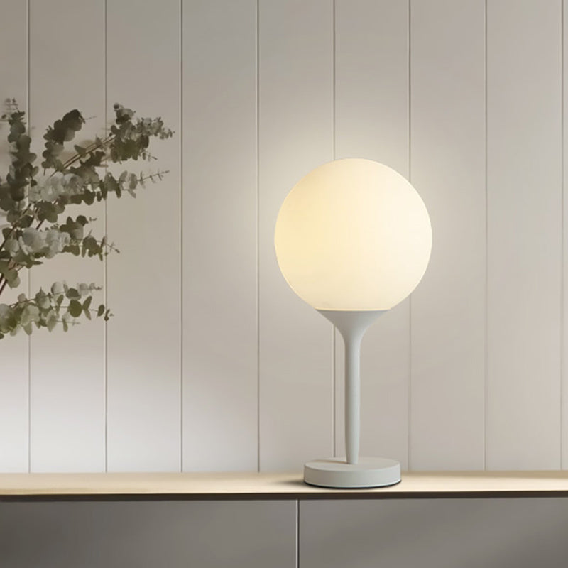 Frosted White Glass Spheroid Night Lamp Simplicity 1-Light Table Lighting for Living Room, 6"/10" Wide Clearhalo 'Lamps' 'Table Lamps' Lighting' 1456083