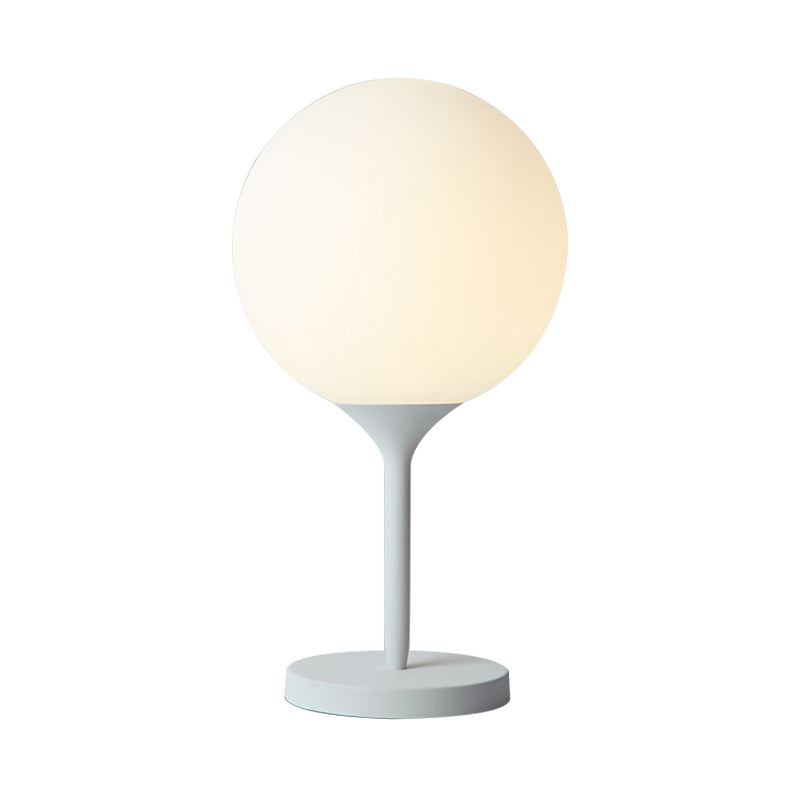 Frosted White Glass Spheroid Night Lamp Simplicity 1-Light Table Lighting for Living Room, 6"/10" Wide Clearhalo 'Lamps' 'Table Lamps' Lighting' 1456084