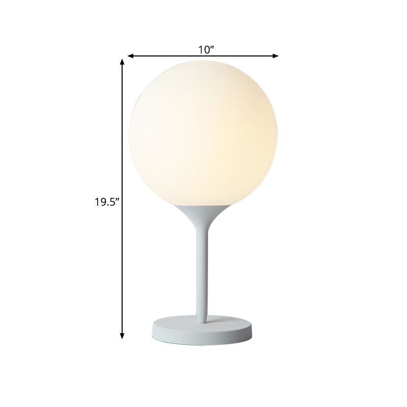Frosted White Glass Spheroid Night Lamp Simplicity 1-Light Table Lighting for Living Room, 6"/10" Wide Clearhalo 'Lamps' 'Table Lamps' Lighting' 1456086