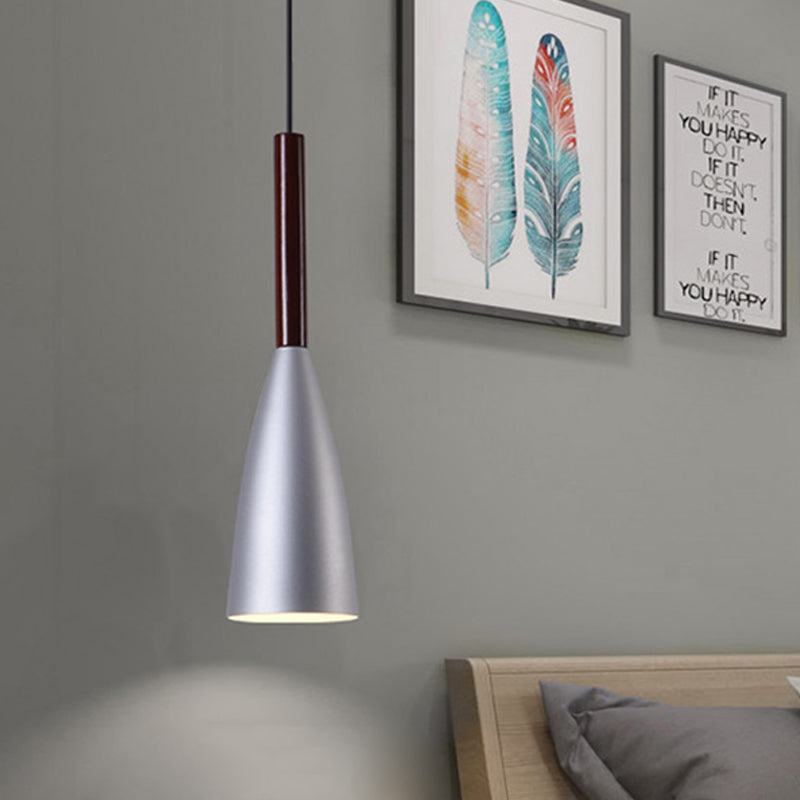 Grey Trumpet Pendulum Light Nordic 1 Head Aluminum Ceiling Pendant Light for Bedside Grey Clearhalo 'Ceiling Lights' 'Modern Pendants' 'Modern' 'Pendant Lights' 'Pendants' Lighting' 1456122