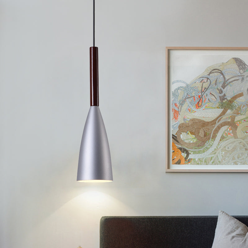 Grey Trumpet Pendulum Light Nordic 1 Head Aluminum Ceiling Pendant Light for Bedside Clearhalo 'Ceiling Lights' 'Modern Pendants' 'Modern' 'Pendant Lights' 'Pendants' Lighting' 1456123