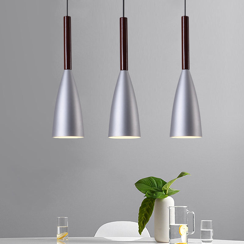 Grey Trumpet Pendulum Light Nordic 1 Head Aluminum Ceiling Pendant Light for Bedside Clearhalo 'Ceiling Lights' 'Modern Pendants' 'Modern' 'Pendant Lights' 'Pendants' Lighting' 1456124