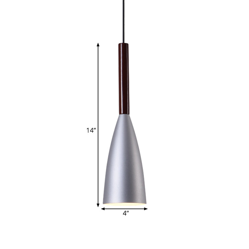 Grey Trumpet Pendulum Light Nordic 1 Head Aluminum Ceiling Pendant Light for Bedside Clearhalo 'Ceiling Lights' 'Modern Pendants' 'Modern' 'Pendant Lights' 'Pendants' Lighting' 1456126