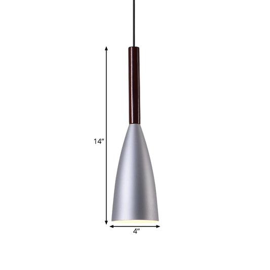 Grey Trumpet Pendulum Light Nordic 1 Head Aluminum Ceiling Pendant Light for Bedside Clearhalo 'Ceiling Lights' 'Modern Pendants' 'Modern' 'Pendant Lights' 'Pendants' Lighting' 1456126