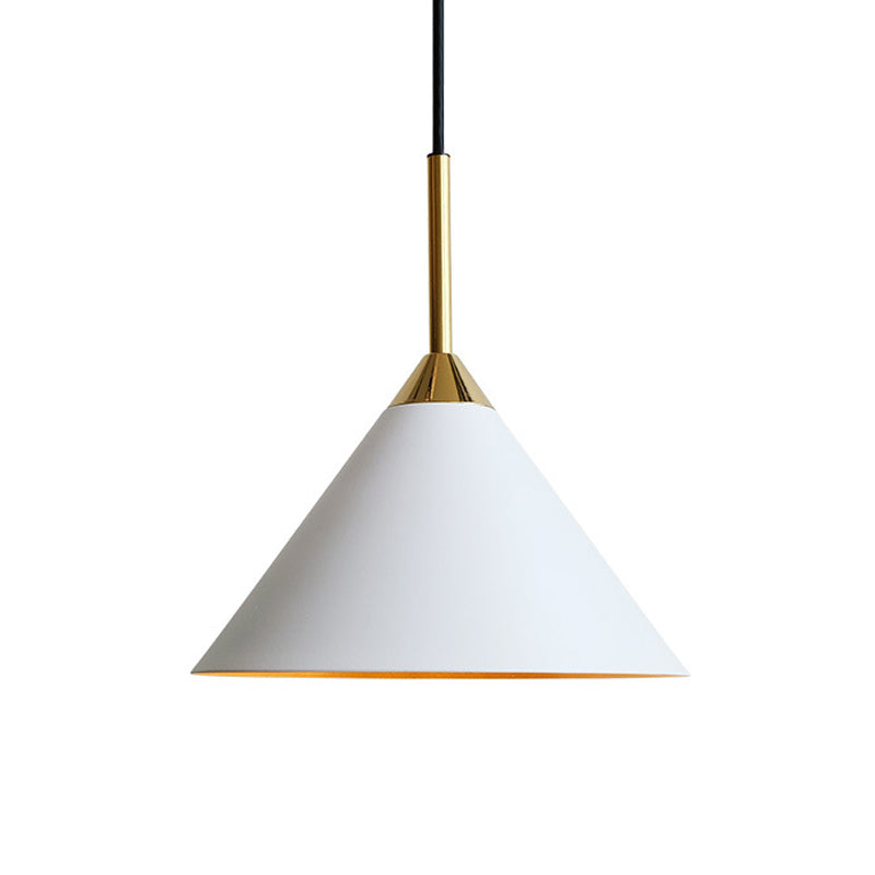 Conical Dinette Drop Pendant Metal Single Bulb Minimalist Ceiling Suspension Light in White Clearhalo 'Ceiling Lights' 'Modern Pendants' 'Modern' 'Pendant Lights' 'Pendants' Lighting' 1456130