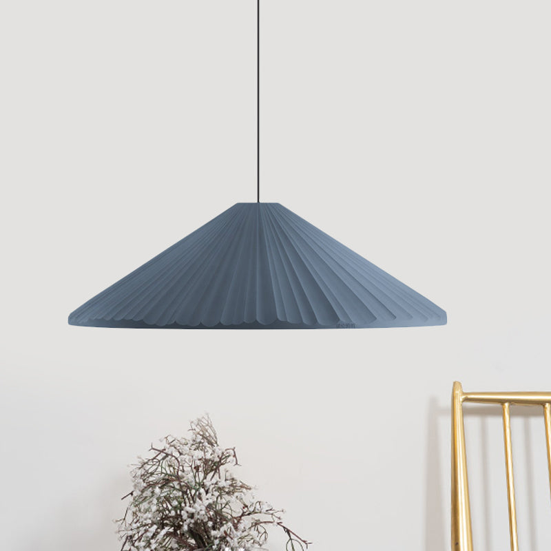 Ribbed Conic Pendant Light Fixture Macaron Resin Single Bedside Hanging Light in White/Pink/Blue Blue Clearhalo 'Ceiling Lights' 'Glass shade' 'Glass' 'Modern Pendants' 'Modern' 'Pendant Lights' 'Pendants' Lighting' 1456132