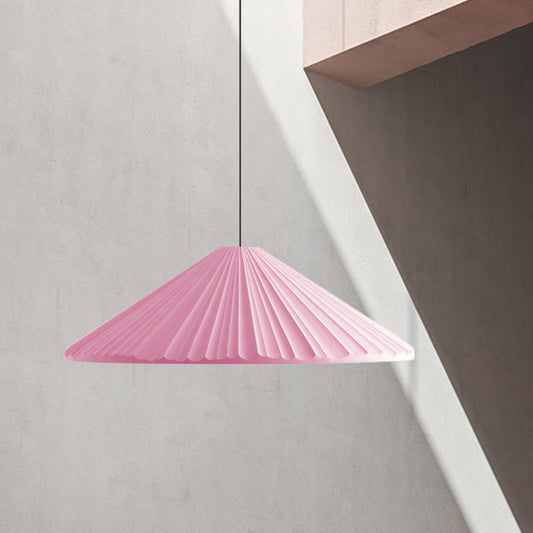 Ribbed Conic Pendant Light Fixture Macaron Resin Single Bedside Hanging Light in White/Pink/Blue Pink Clearhalo 'Ceiling Lights' 'Glass shade' 'Glass' 'Modern Pendants' 'Modern' 'Pendant Lights' 'Pendants' Lighting' 1456141