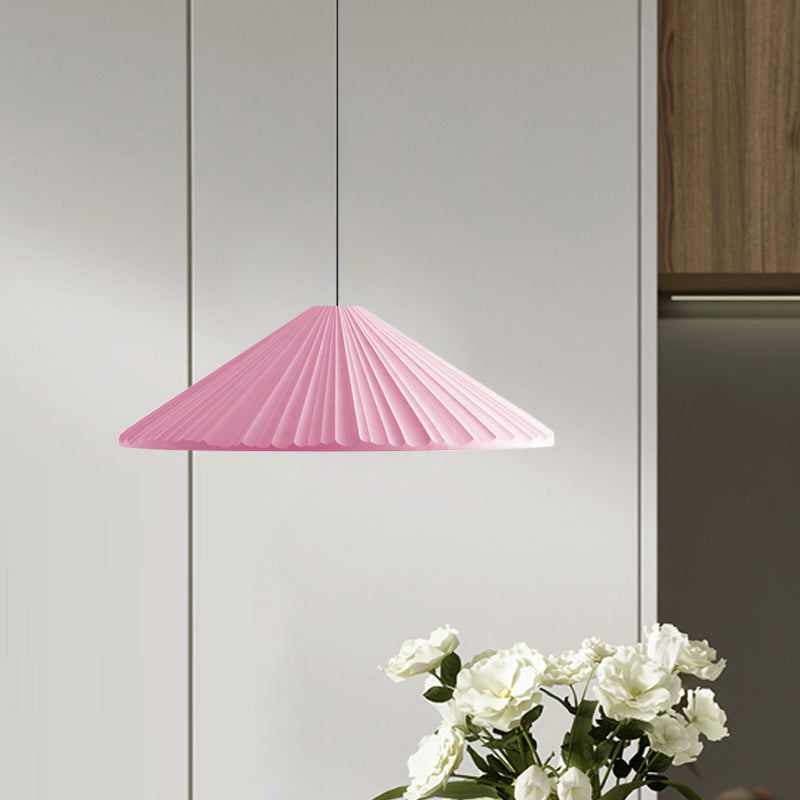 Ribbed Conic Pendant Light Fixture Macaron Resin Single Bedside Hanging Light in White/Pink/Blue Clearhalo 'Ceiling Lights' 'Glass shade' 'Glass' 'Modern Pendants' 'Modern' 'Pendant Lights' 'Pendants' Lighting' 1456142