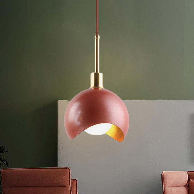 Red Quarter Sphere Pendant Lamp Designer Single Metal Suspension Light with Waveform Edge Red Clearhalo 'Ceiling Lights' 'Modern Pendants' 'Modern' 'Pendant Lights' 'Pendants' Lighting' 1456176