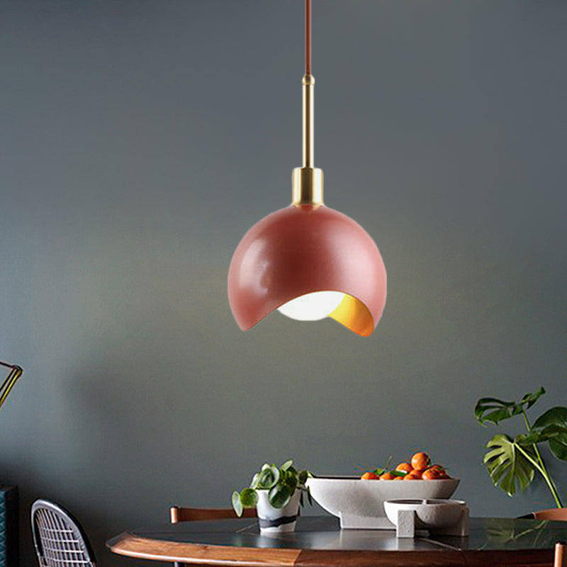 Red Quarter Sphere Pendant Lamp Designer Single Metal Suspension Light with Waveform Edge Clearhalo 'Ceiling Lights' 'Modern Pendants' 'Modern' 'Pendant Lights' 'Pendants' Lighting' 1456177