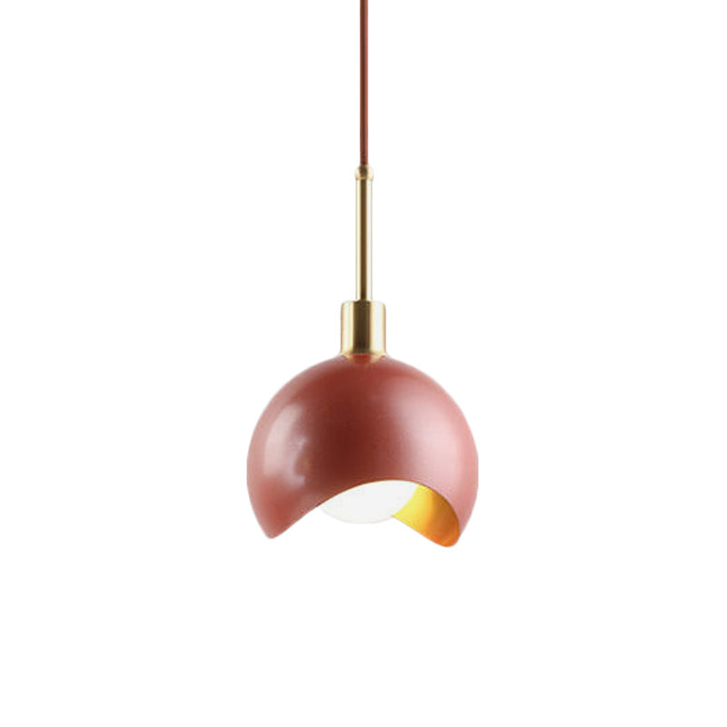 Red Quarter Sphere Pendant Lamp Designer Single Metal Suspension Light with Waveform Edge Clearhalo 'Ceiling Lights' 'Modern Pendants' 'Modern' 'Pendant Lights' 'Pendants' Lighting' 1456179