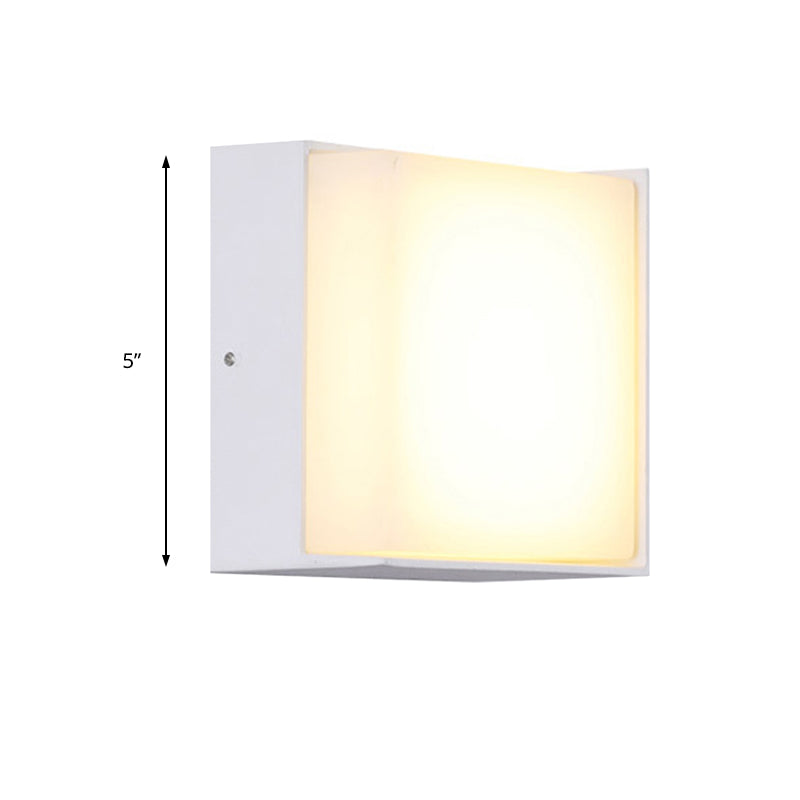 Simplistic Round/Square Shade Wall Sconce Fixture Metal and Acrylic Warm/White Light LED Hallway Wall Lighting in White Clearhalo 'Cast Iron' 'Glass' 'Industrial' 'Modern wall lights' 'Modern' 'Tiffany' 'Traditional wall lights' 'Wall Lamps & Sconces' 'Wall Lights' Lighting' 145618