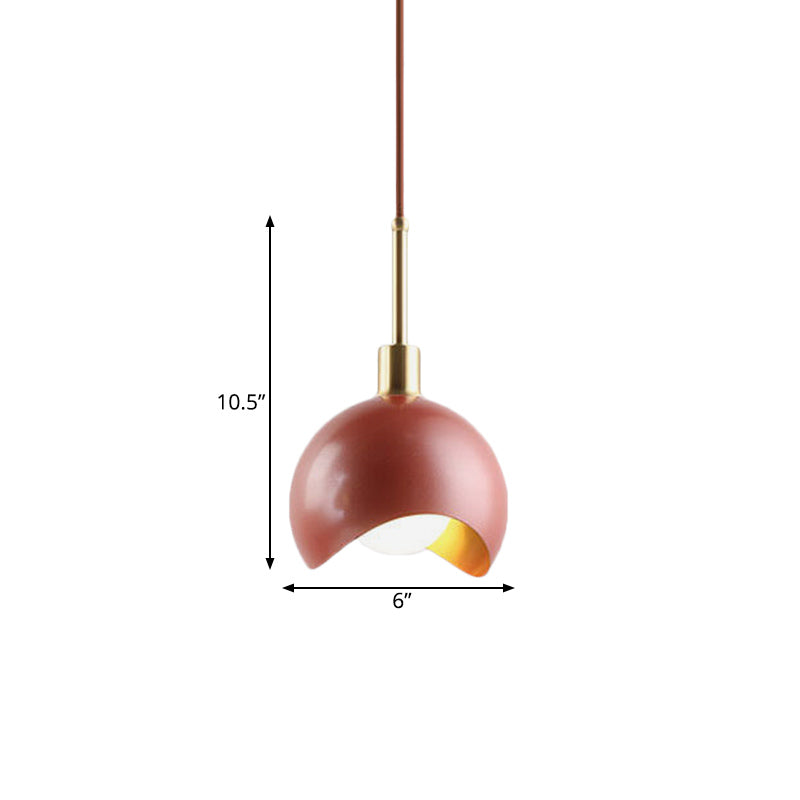 Red Quarter Sphere Pendant Lamp Designer Single Metal Suspension Light with Waveform Edge Clearhalo 'Ceiling Lights' 'Modern Pendants' 'Modern' 'Pendant Lights' 'Pendants' Lighting' 1456180