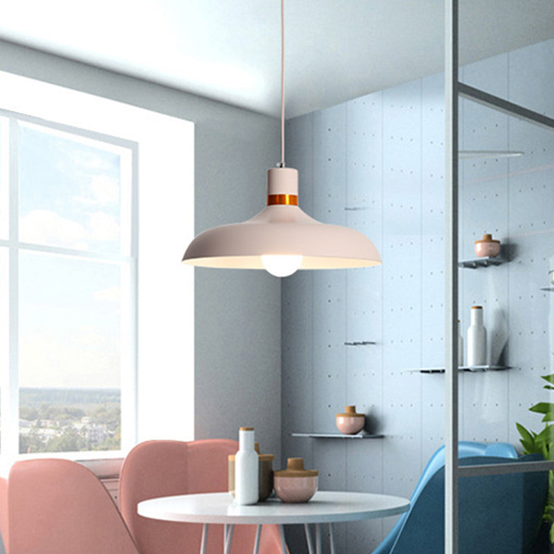 Aluminum Barn Pendant Light Kit Minimalist 1-Light Pink Hanging Lamp over Dining Table Clearhalo 'Ceiling Lights' 'Modern Pendants' 'Modern' 'Pendant Lights' 'Pendants' Lighting' 1456205