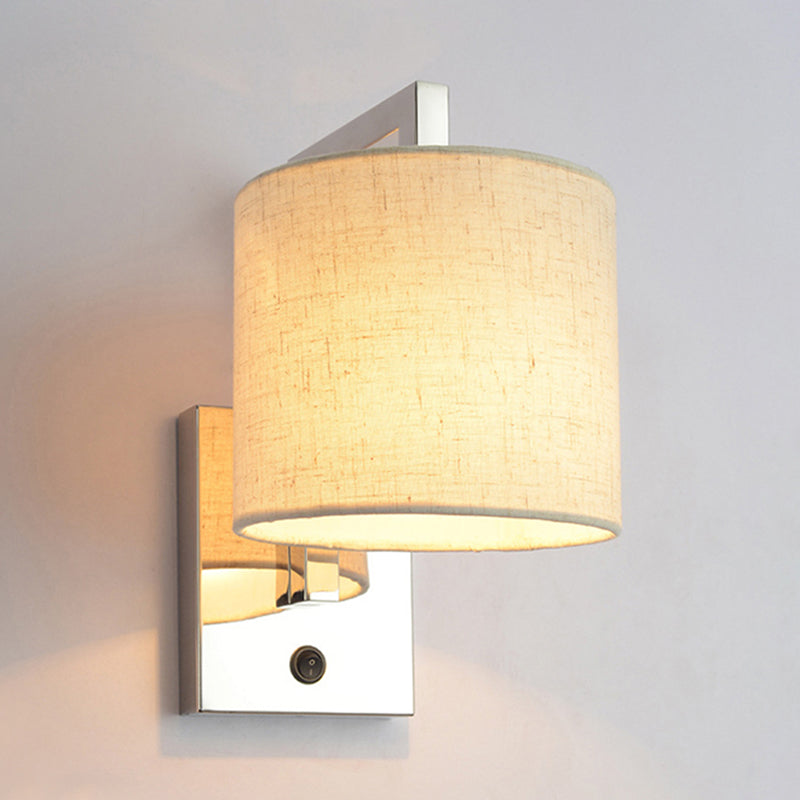 Drum Wall Light Sconce Modernism Fabric LED Sconce Light in Chrome for Living Room Chrome A Clearhalo 'Modern wall lights' 'Modern' 'Wall Lamps & Sconces' 'Wall Lights' Lighting' 145621