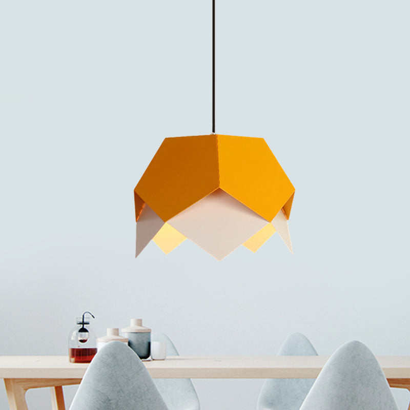 Layered Iron Hanging Light Macaron 1 Bulb Blue/Yellow Pendant Ceiling Light with Scalloped Edge Clearhalo 'Ceiling Lights' 'Modern Pendants' 'Modern' 'Pendant Lights' 'Pendants' Lighting' 1456210