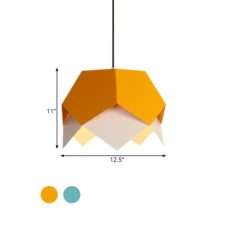 Layered Iron Hanging Light Macaron 1 Bulb Blue/Yellow Pendant Ceiling Light with Scalloped Edge Clearhalo 'Ceiling Lights' 'Modern Pendants' 'Modern' 'Pendant Lights' 'Pendants' Lighting' 1456213