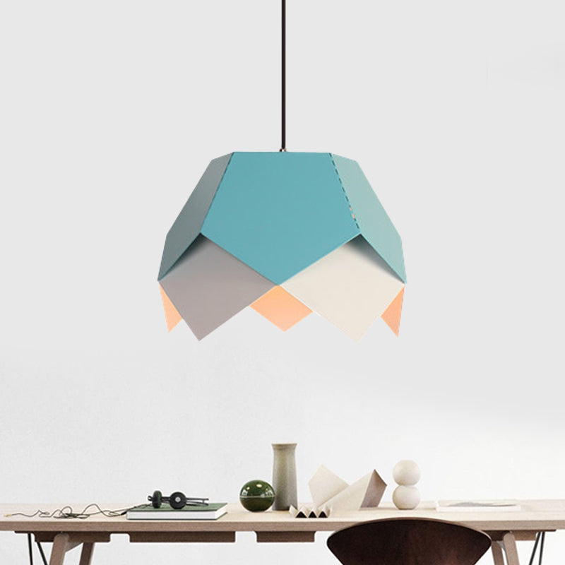 Layered Iron Hanging Light Macaron 1 Bulb Blue/Yellow Pendant Ceiling Light with Scalloped Edge Clearhalo 'Ceiling Lights' 'Modern Pendants' 'Modern' 'Pendant Lights' 'Pendants' Lighting' 1456215