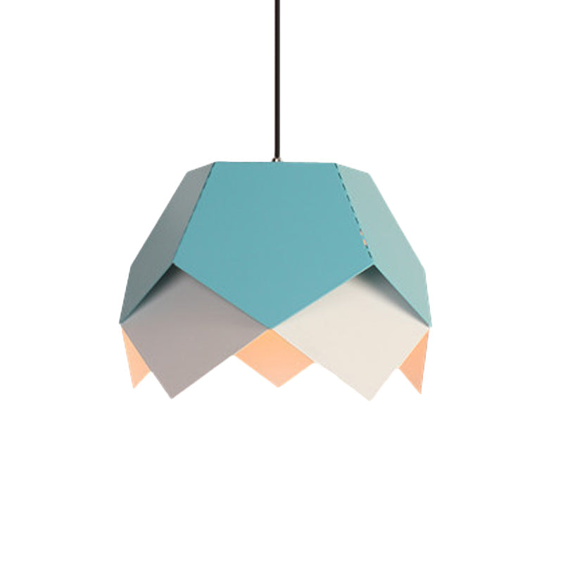 Layered Iron Hanging Light Macaron 1 Bulb Blue/Yellow Pendant Ceiling Light with Scalloped Edge Clearhalo 'Ceiling Lights' 'Modern Pendants' 'Modern' 'Pendant Lights' 'Pendants' Lighting' 1456217