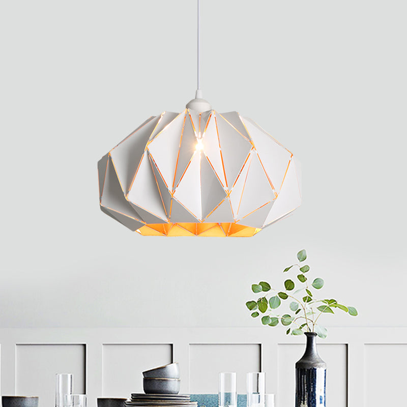 1 Head Living Room Pendant Lamp Nordic White/Black Suspension Lamp with Laser-Cut Iron Lamp Shade Clearhalo 'Ceiling Lights' 'Modern Pendants' 'Modern' 'Pendant Lights' 'Pendants' Lighting' 1456219