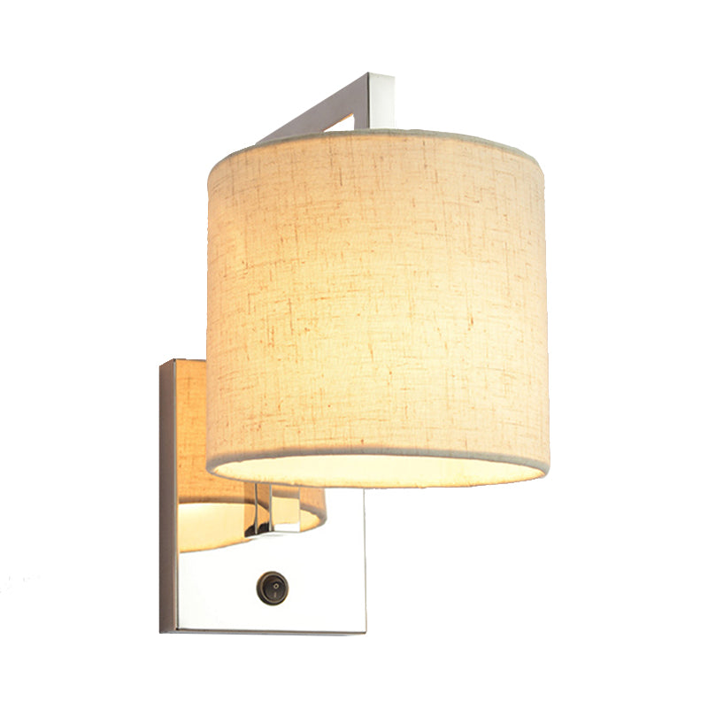 Drum Wall Light Sconce Modernism Fabric LED Sconce Light in Chrome for Living Room Clearhalo 'Modern wall lights' 'Modern' 'Wall Lamps & Sconces' 'Wall Lights' Lighting' 145622