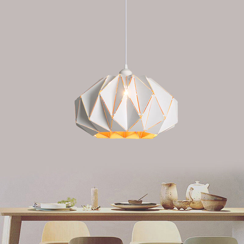1 Head Living Room Pendant Lamp Nordic White/Black Suspension Lamp with Laser-Cut Iron Lamp Shade Clearhalo 'Ceiling Lights' 'Modern Pendants' 'Modern' 'Pendant Lights' 'Pendants' Lighting' 1456220